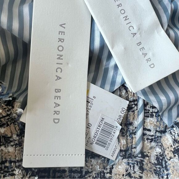 Veronica Beard Tweed Theron Blazer Double Breasted Jacket Camel Blue US 10 NEW - Picture 9 of 12